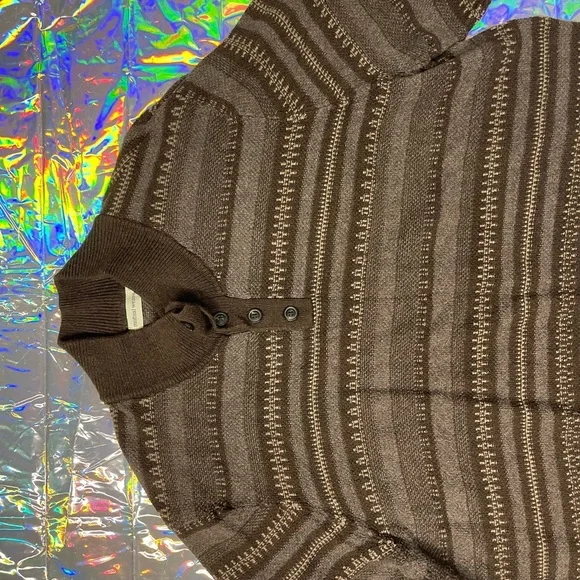 Mutual Weave Men's Brown Patterned Henley Pullover Sweater Size 4XLT 4XL XXXXL - Picture 3 of 10
